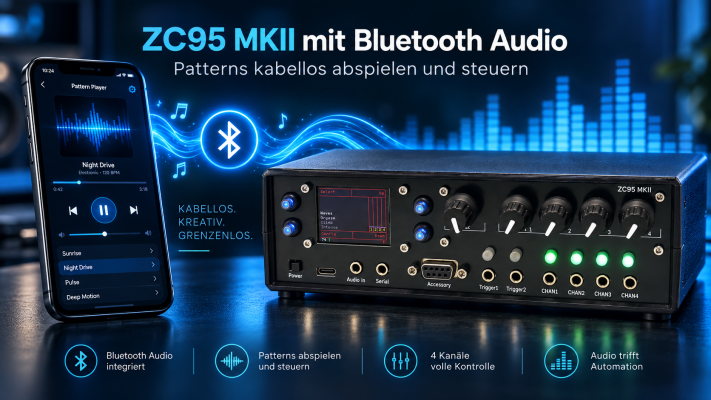 ZC95 MKII mit Bluetooth Audio – E-STIM Patterns kabellos abspielen und steuern - ZC95 MKII mit Bluetooth Audio – E-STIM Patterns kabellos steuern
